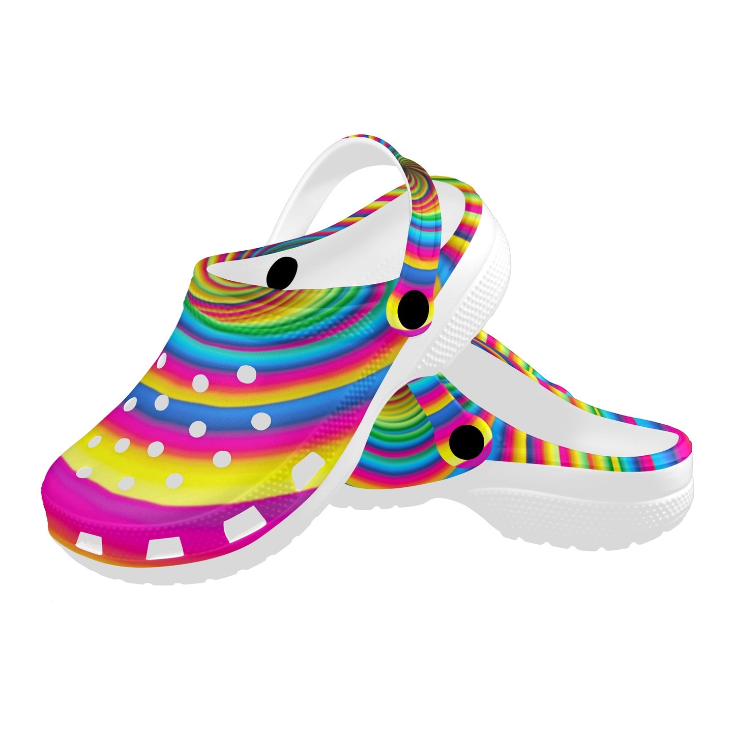 Vortex Twist Swirl Rainbow Design Unisex Clogs Shoes