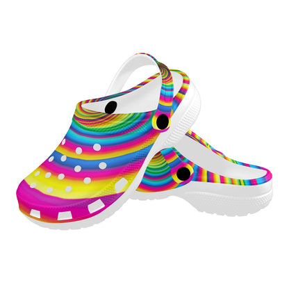 Vortex Twist Swirl Rainbow Design Unisex Clogs Shoes