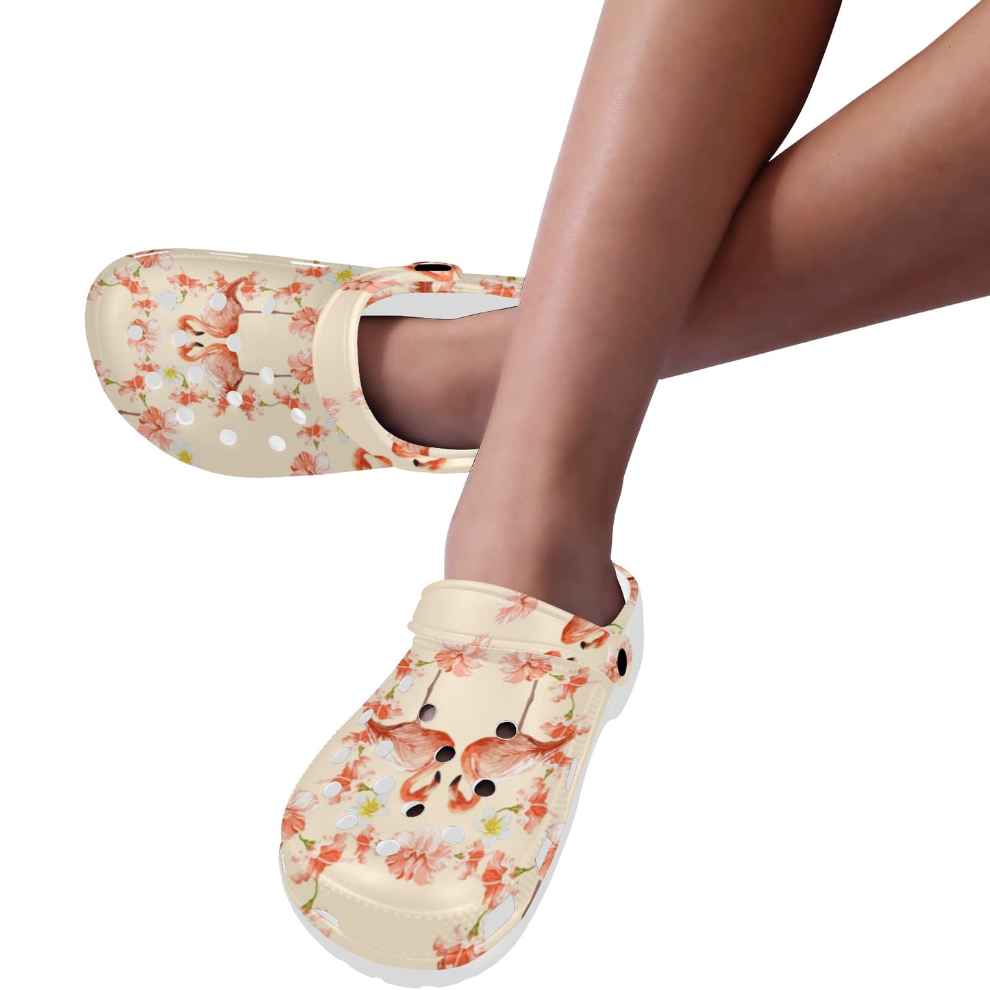 Flamingo Hibiscus Print Pattern Unisex Clogs Shoes