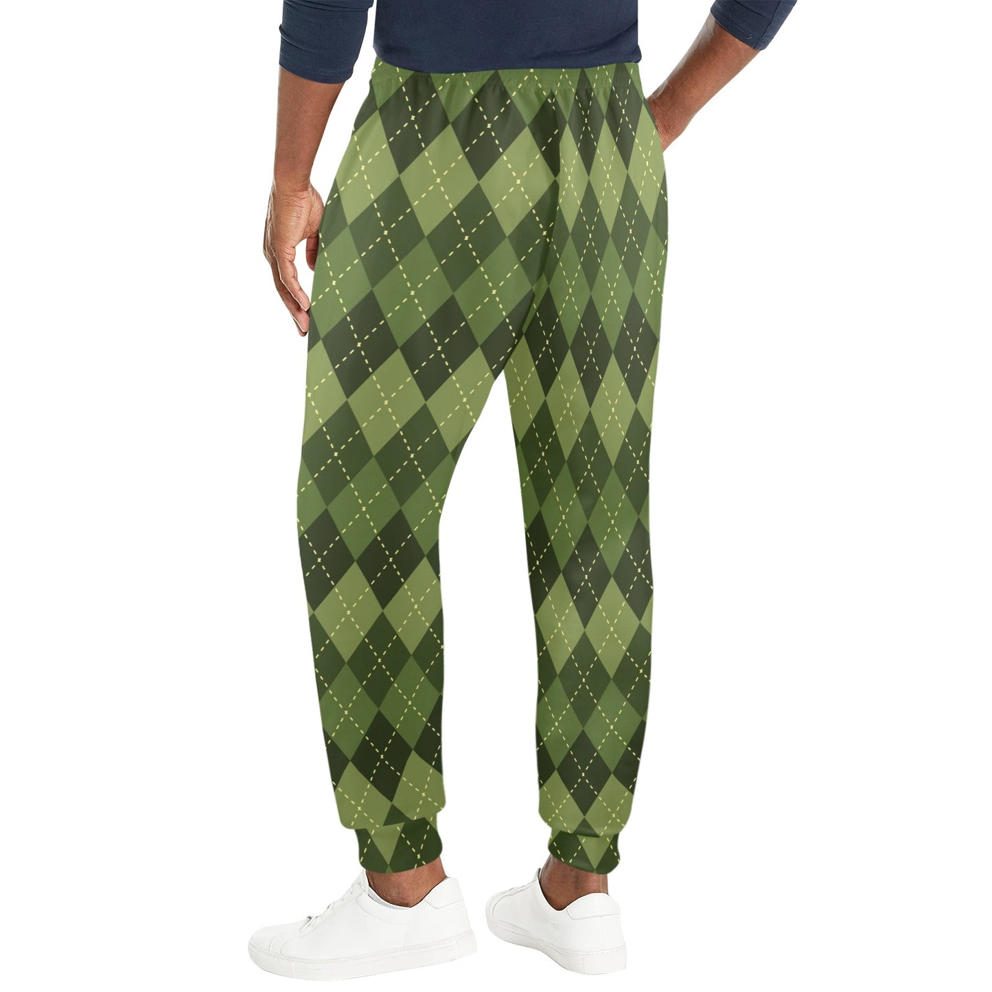 Argyle Green Pattern Print Design 01 Men's Casual Track Pants