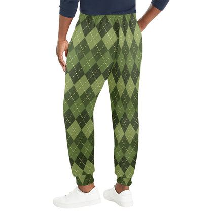 Argyle Green Pattern Print Design 01 Men's Casual Track Pants
