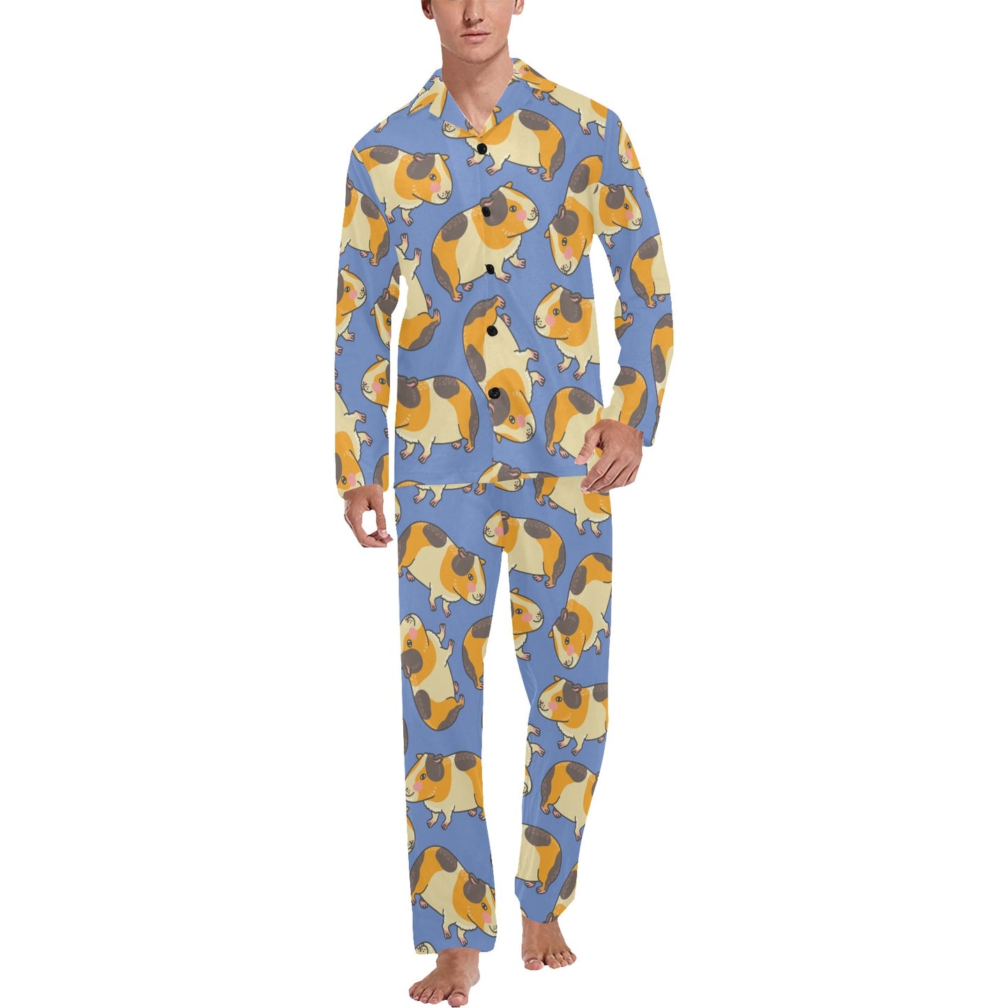 Guinea Pig Pattern Print Design 01 Men's Long Pajama Set