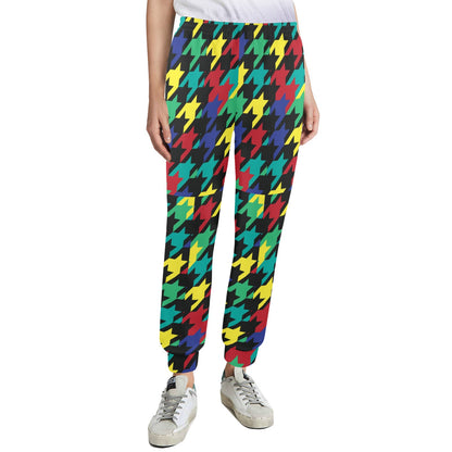Houndstooth Colorful Pattern Print Design 02 Women's Casual Track Pants