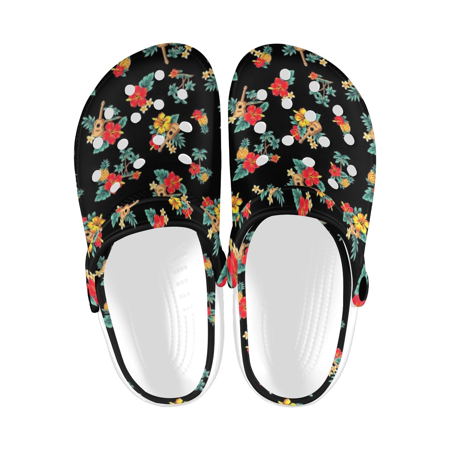 Hawaiian Flower Themed Print Unisex Clogs Shoes