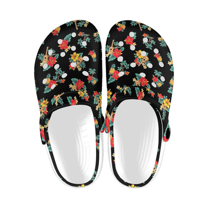 Hawaiian Flower Themed Print Unisex Clogs Shoes
