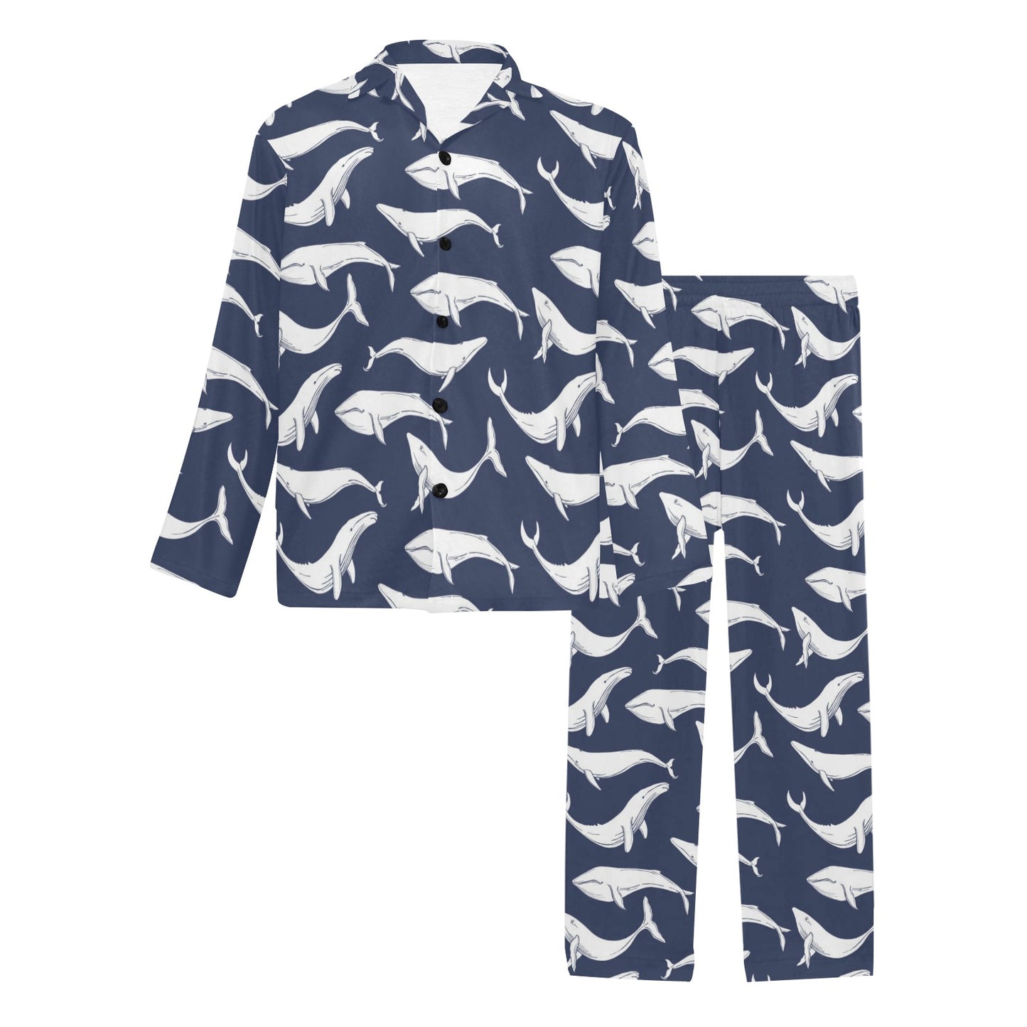 Whale Print Design LKS308 Men's Long Pajama Set