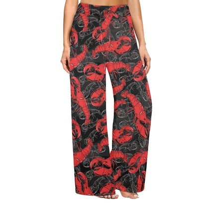 Lobster Pattern Print Design 04 Women's Wide Leg Lounge Pants