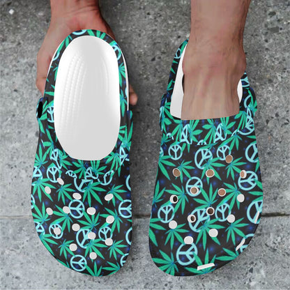 Peace Sign Themed Design Print Unisex Clogs Shoes
