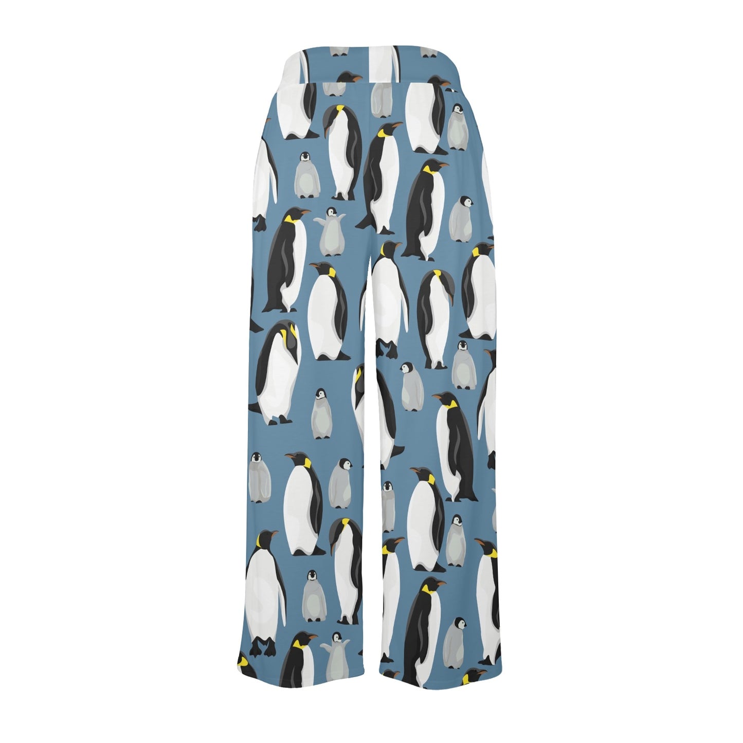 Penguin Pattern Print Design A03 Women's Wide Leg Lounge Pants