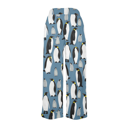 Penguin Pattern Print Design A03 Women's Wide Leg Lounge Pants