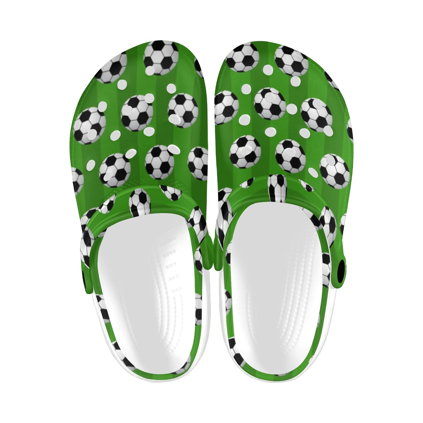 Soccer Ball Green Backgrpund Print Unisex Clogs Shoes