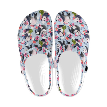 Panda Bear Flower Design Themed Print Unisex Clogs Shoes