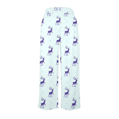 elk Design Print Pattern JJ0195 Women's Wide Leg Lounge Pants
