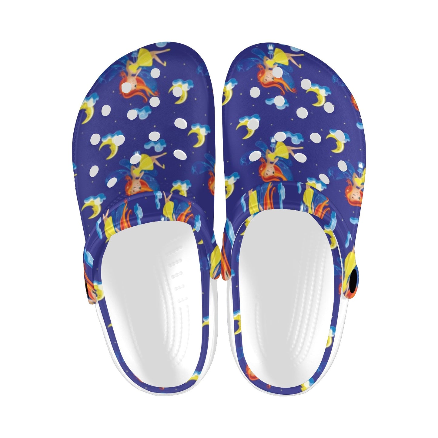Fairy with Moon Print Pattern Unisex Clogs Shoes