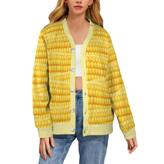Agricultural Corn cob Pattern Women's Cardigan