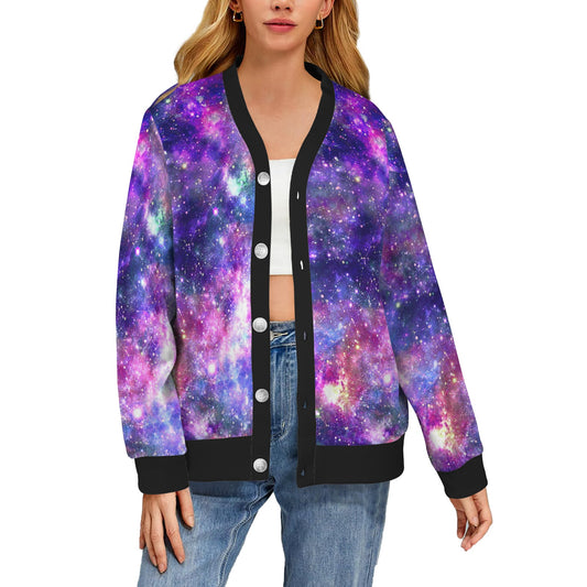Galaxy Night Stardust Space Print Women's Cardigan
