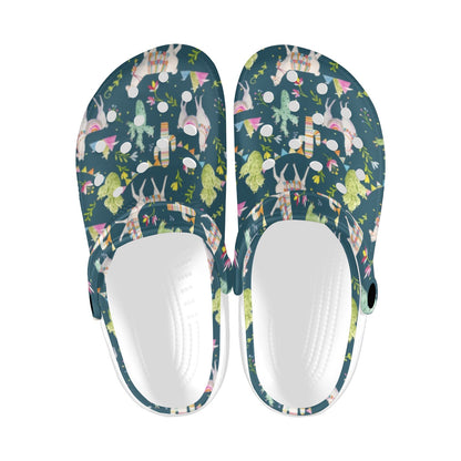 Llama with Cactus Design Print Unisex Clogs Shoes
