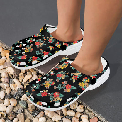 Hawaiian Flower Themed Print Unisex Clogs Shoes