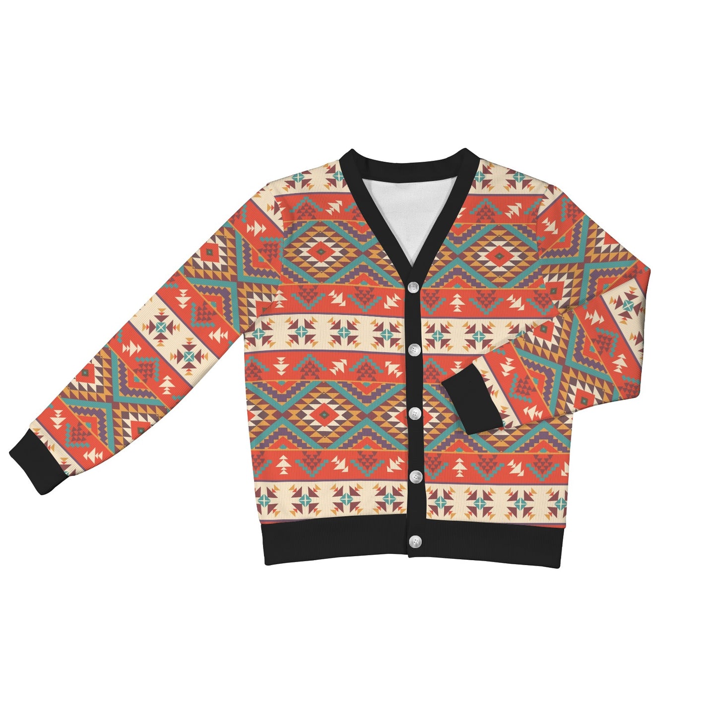Aztec Red Print Pattern Women's Cardigan