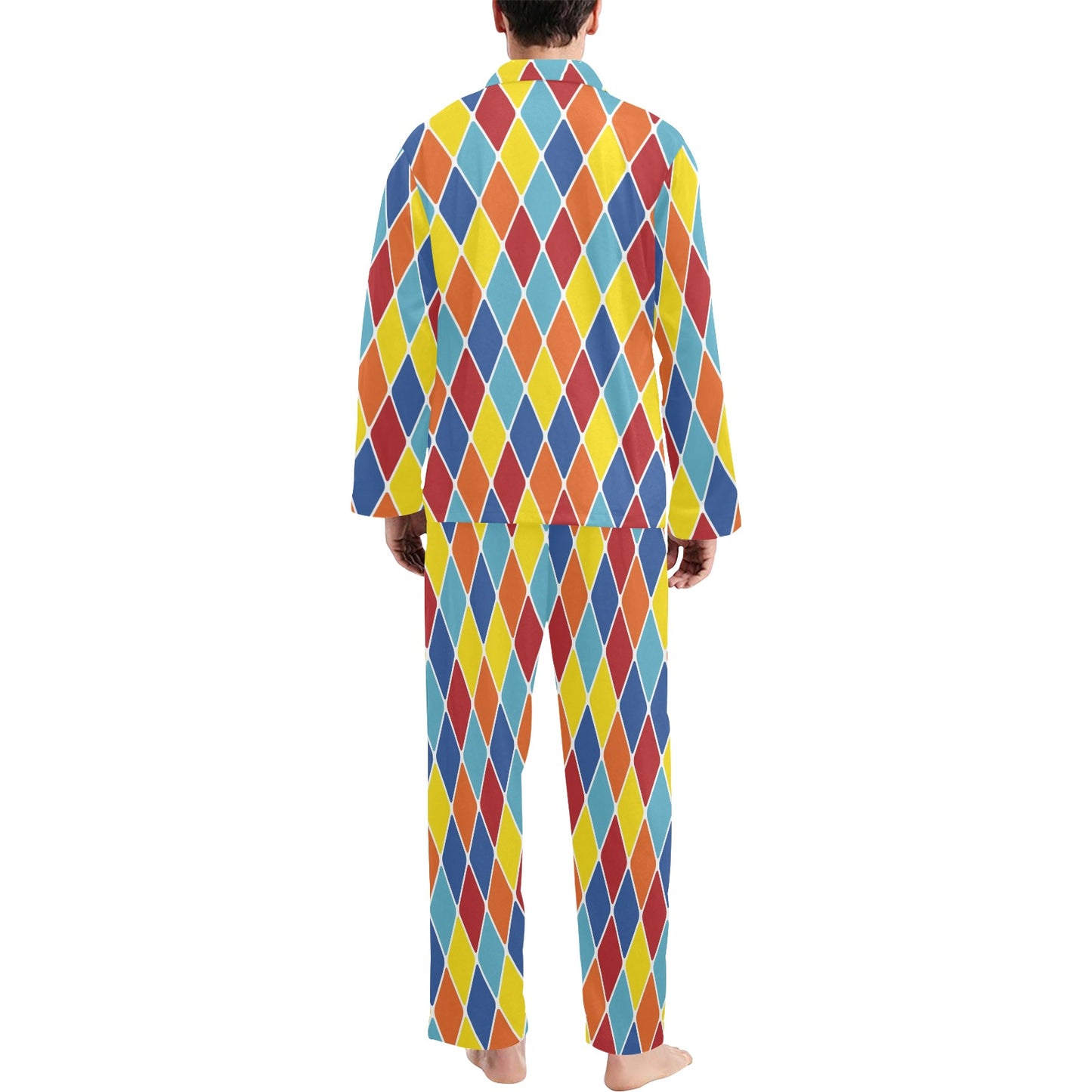 Harlequin Pattern Print Design 01 Men's Long Pajama Set