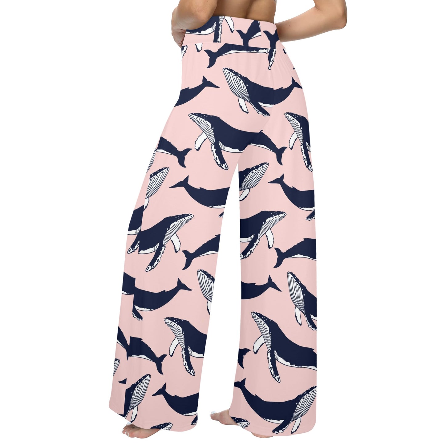 Humpback Whale Pattern Print Design 02 Women's Wide Leg Lounge Pants