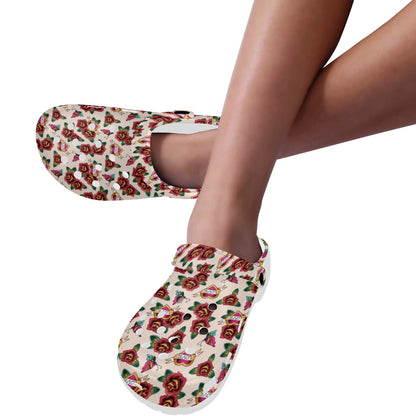 Old School Tattoo Rose Pattern Unisex Clogs Shoes