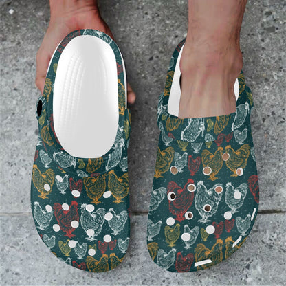 Rooster Hand Draw Design Unisex Clogs Shoes