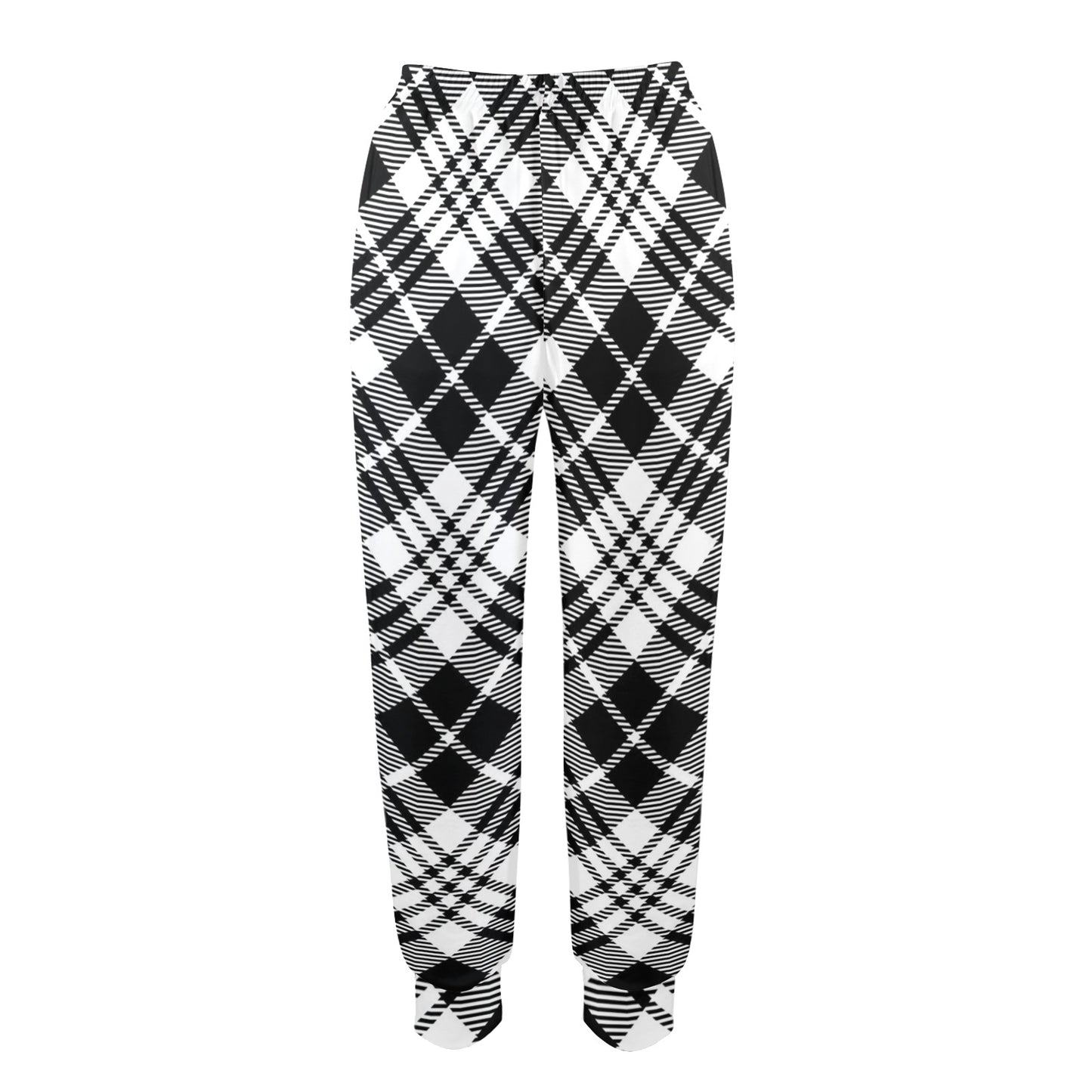 Plaid Black White Pattern Print Design A02 Women's Casual Track Pants
