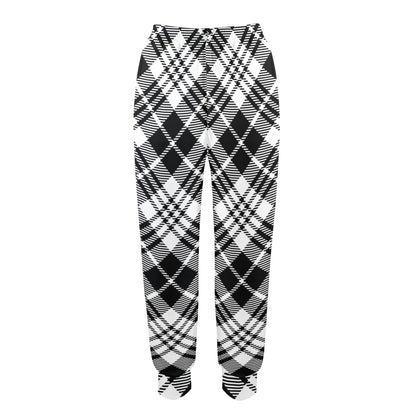 Plaid Black White Pattern Print Design A02 Women's Casual Track Pants