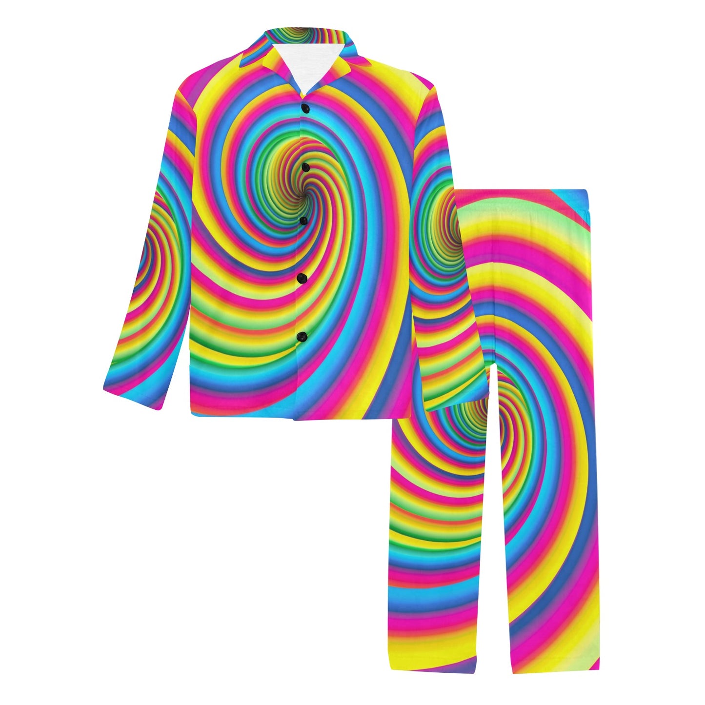 Vortex Twist Swirl Rainbow Design Men's Long Pajama Set