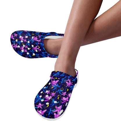 Palm Tree Night Scene Design Print Unisex Clogs Shoes