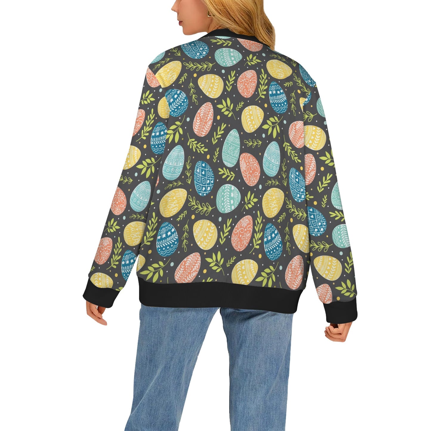 Easter Eggs Pattern Print Design RB01 Women's Cardigan