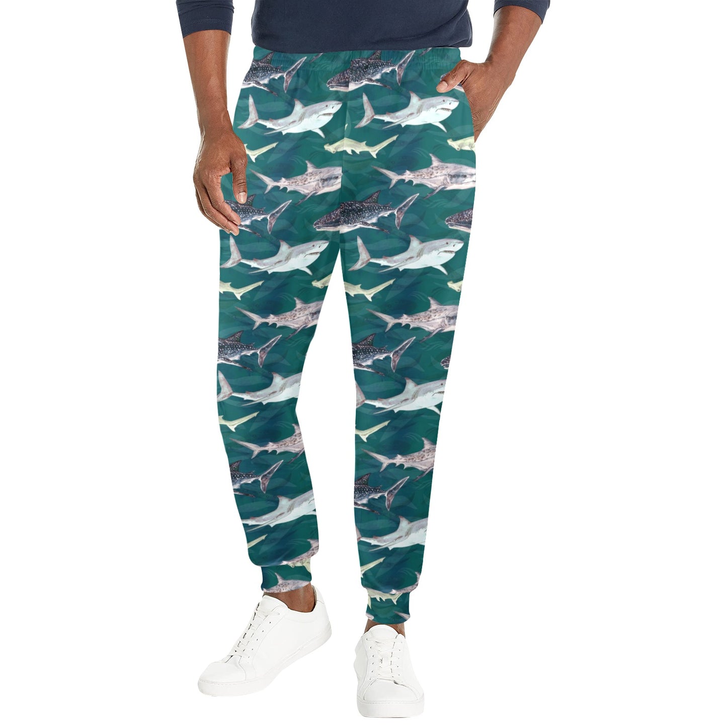 Shark Style Print Men's Casual Track Pants