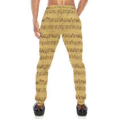 Music Note Vintage Themed Print Men's Sweatpants