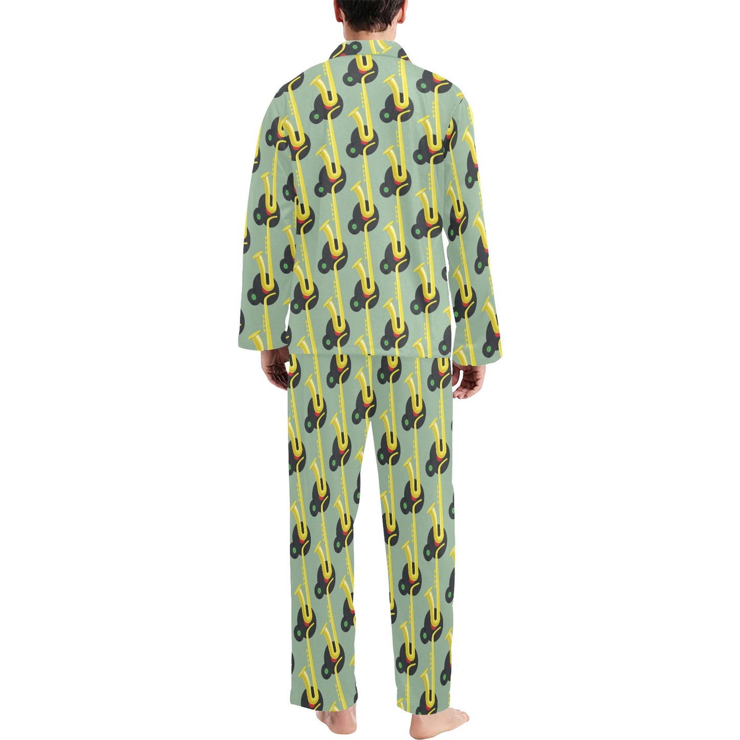 Saxophone Print Design LKS405 Men's Long Pajama Set