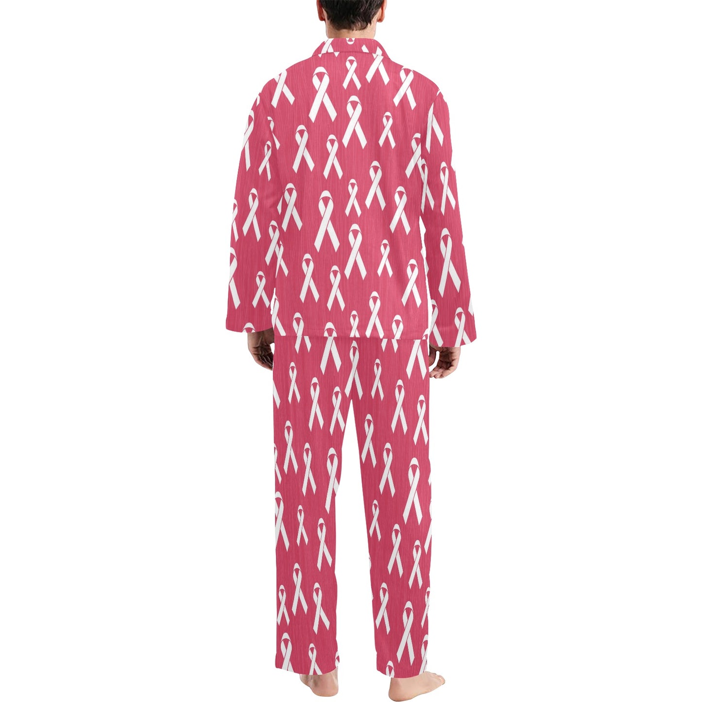 Breast Cancer Awareness Symbol Men's Long Pajama Set