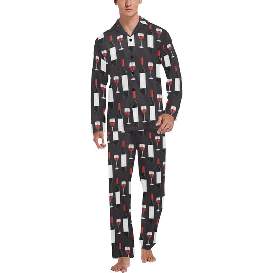 Wine Print Design LKS309 Men's Long Pajama Set