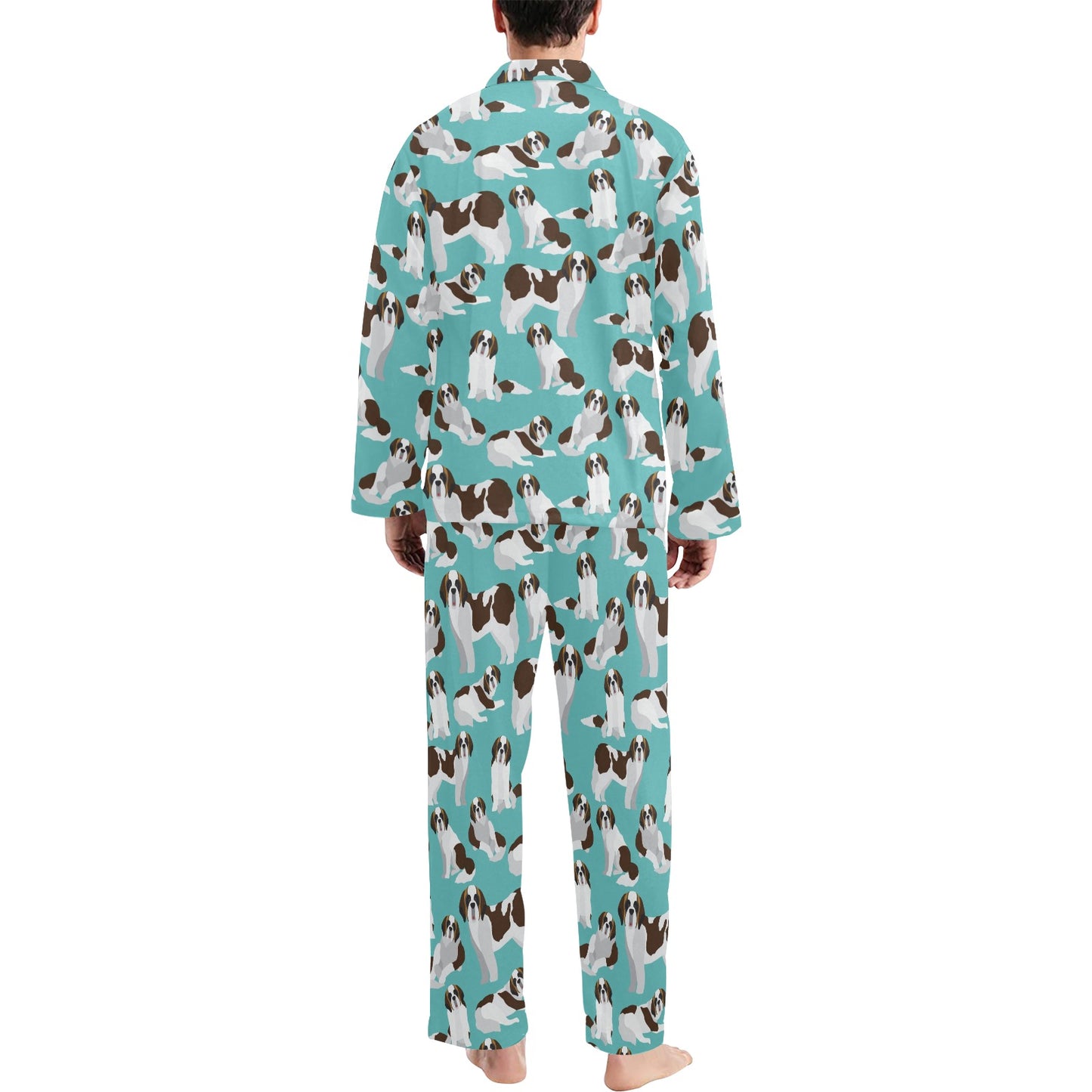St Bernards Print Design LKS302 Men's Long Pajama Set