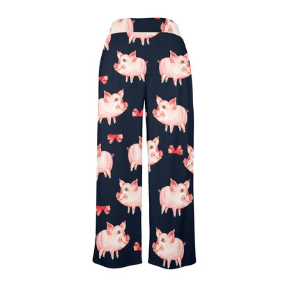Pig Cute Pattern Print Design 02 Women's Wide Leg Lounge Pants