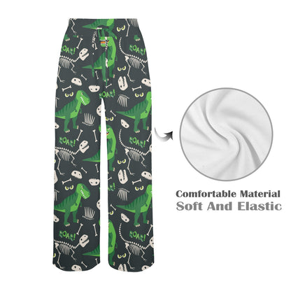 T Rex Pattern Print Design A05 Women's Wide Leg Lounge Pants