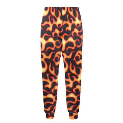 Flame Fire Themed Print Men's Casual Track Pants