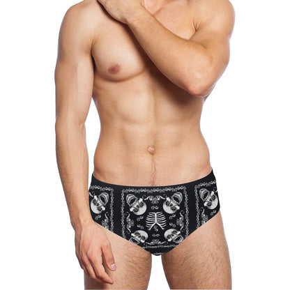 Bandana Skull Black White Print Design LKS306 Men's Swimming Briefs