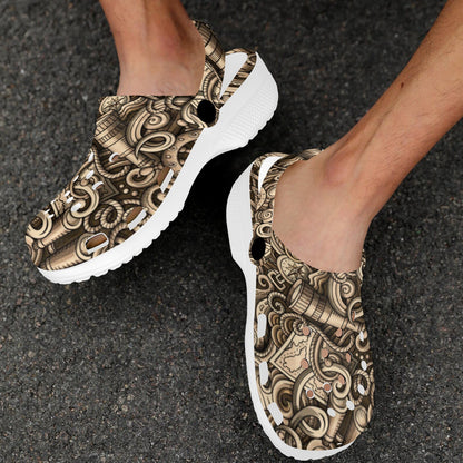 Nautical Tattoo Design Themed Print Unisex Clogs Shoes