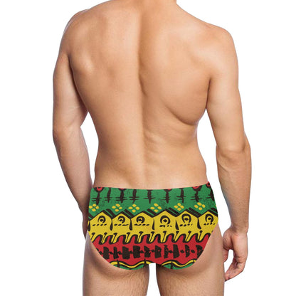 Rasta Pattern Print Design A01 Men's Swimming Briefs
