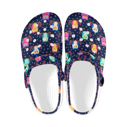 Owl Cute Themed Design Print Unisex Clogs Shoes