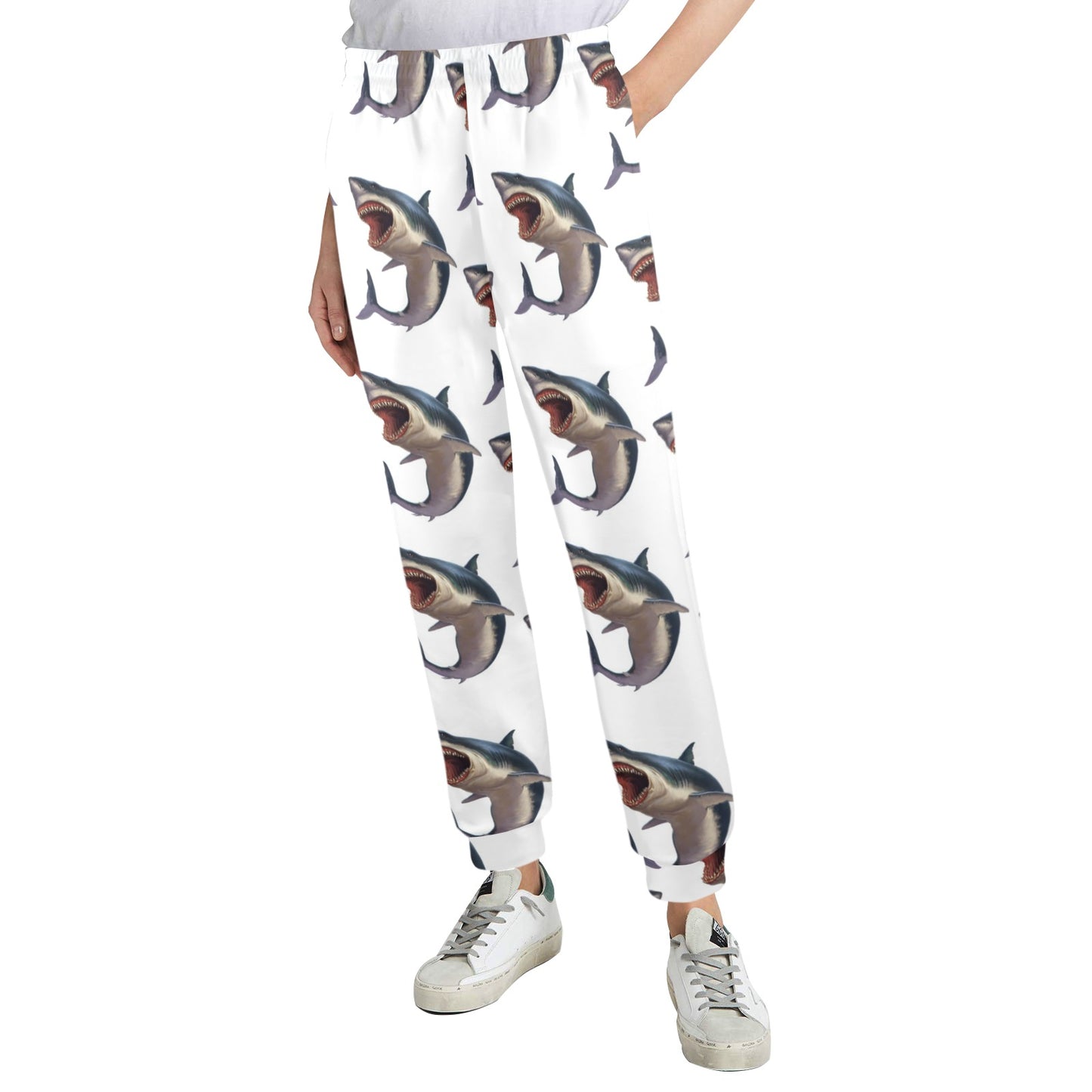 Great White Shark Pattern Print Design 03 Women's Casual Track Pants