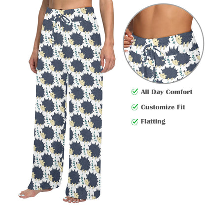 Hedgehog Print Design LKS401 Women's Wide Leg Lounge Pants