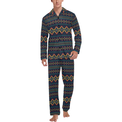 Southwest American Design Themed Print Men's Long Pajama Set