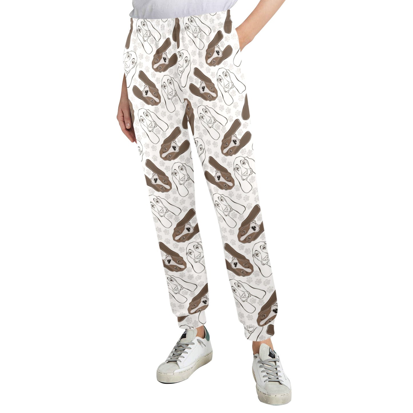 Basset Hound Pattern Print Design 01 Women's Casual Track Pants