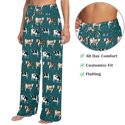 Cattle Print Design LKS404 Women's Wide Leg Lounge Pants